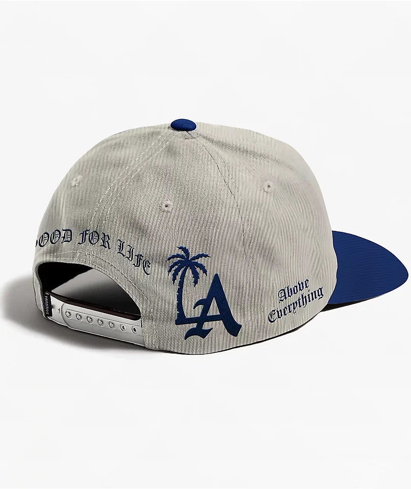 Primitive Loyalty A-Frame Natural & Blue Corduroy Snapback Hat