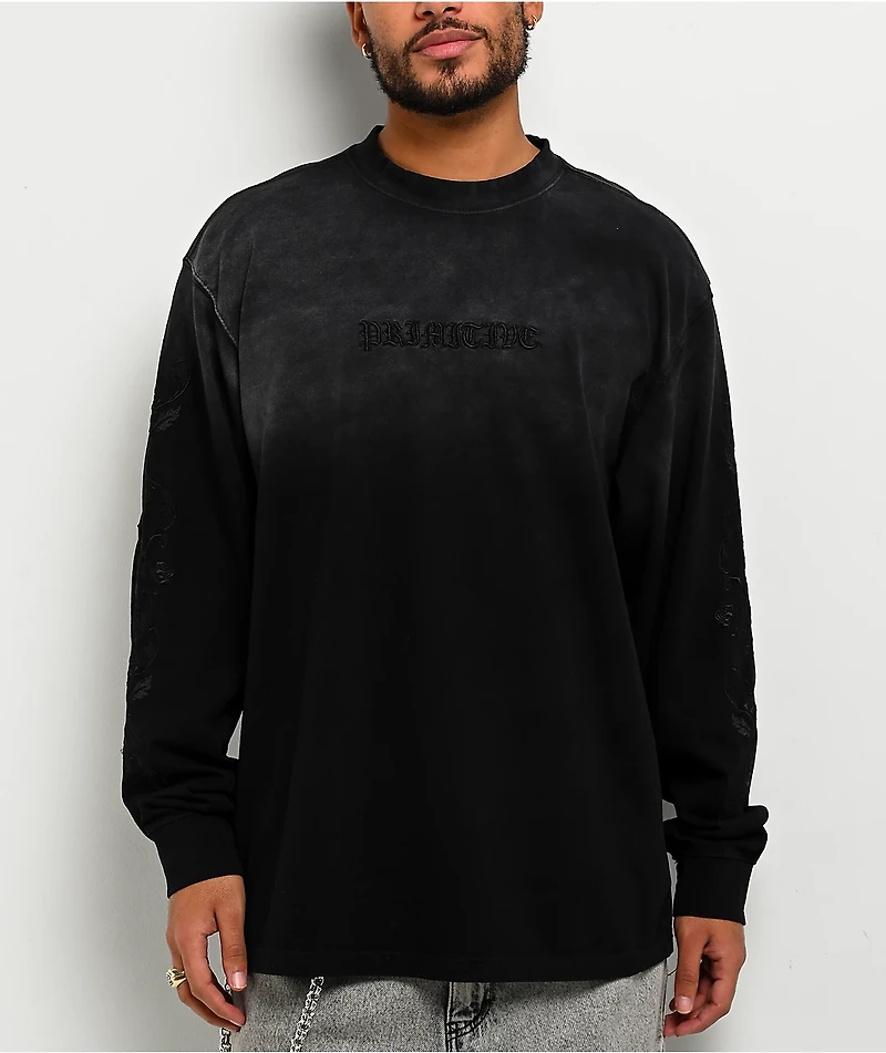 Primitive Nightfall Black Wash Heavyweight Long Sleeve T-Shirt