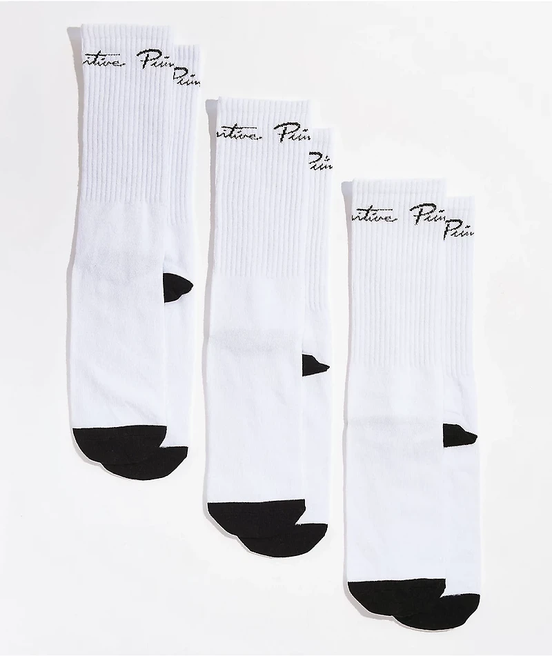 Primitive Nuevo White 3 Pack Crew Socks