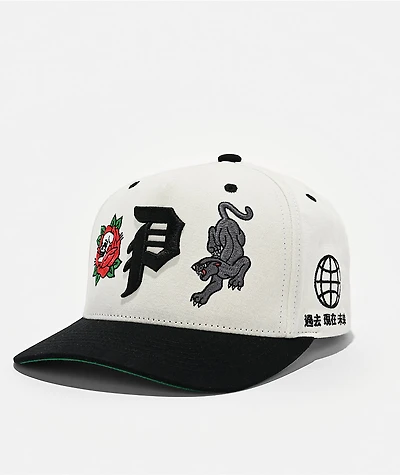 Primitive Outsider White & Black Snapback Hat