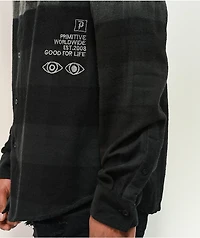Primitive Pack Shadow Black & Grey Plaid Flannel Shirt