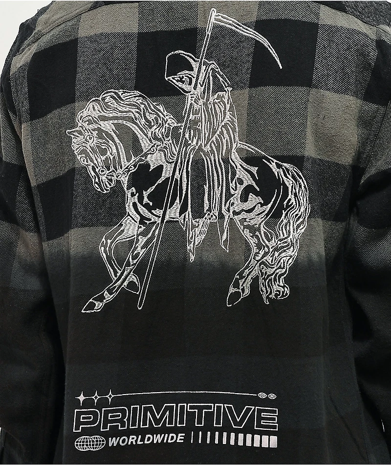 Primitive Pack Shadow Black & Grey Plaid Flannel Shirt