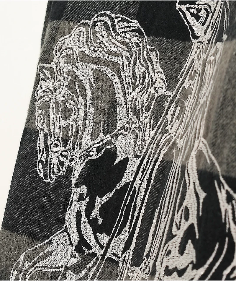 Primitive Pack Shadow Black & Grey Plaid Flannel Shirt
