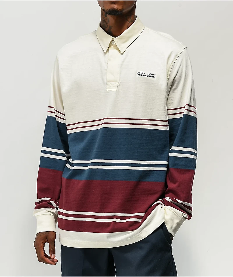 Primitive Paxton White Long Sleeve Polo Shirt
