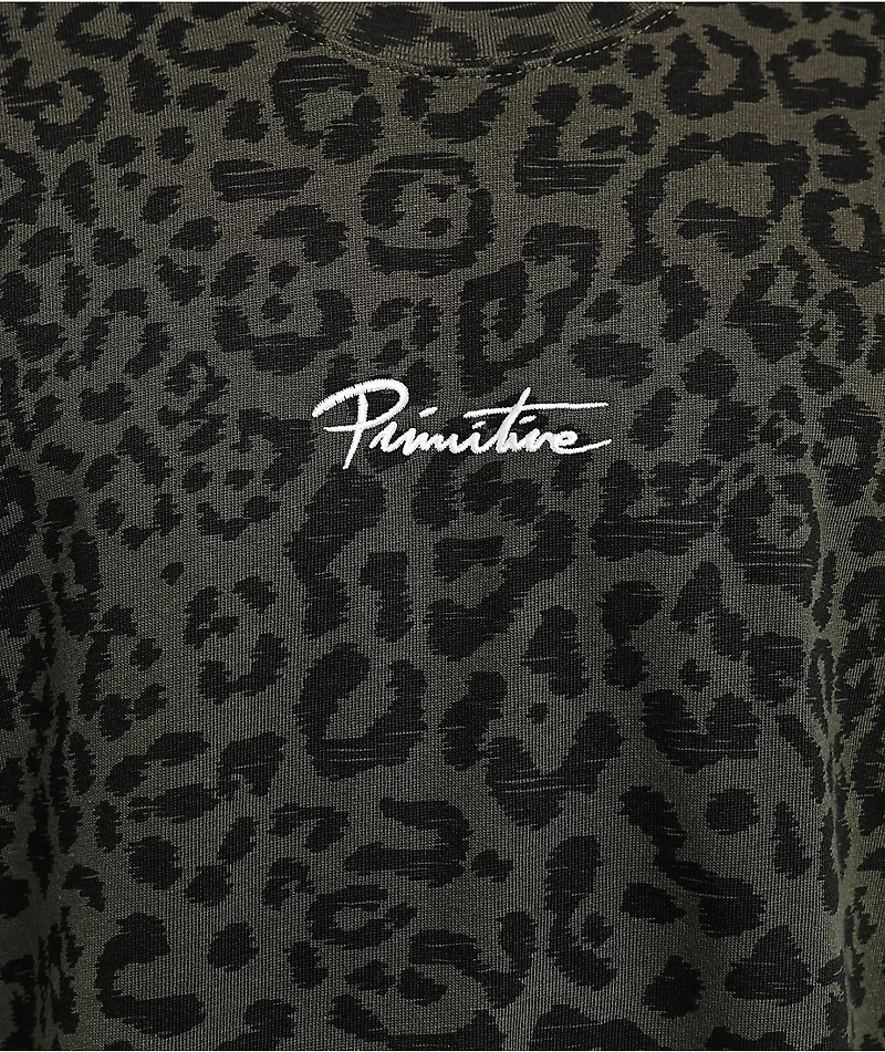 Primitive Quest Nuevo Grey Leopard Print Heavyweight T-Shirt
