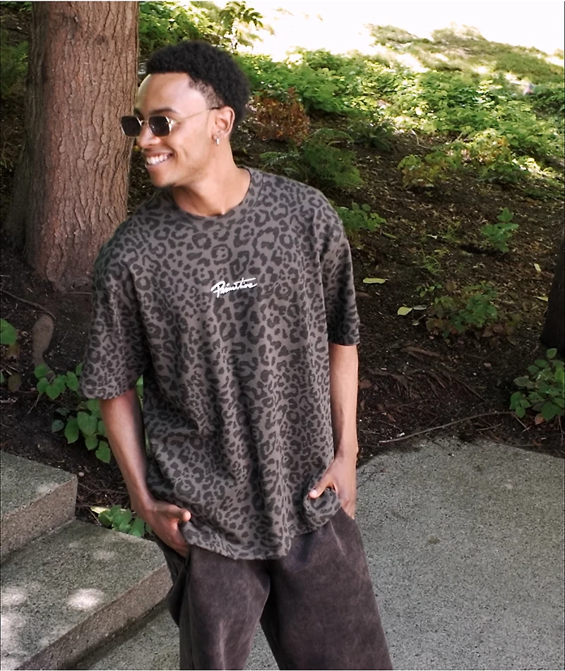 Primitive Quest Nuevo Grey Leopard Print Heavyweight T-Shirt