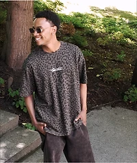 Primitive Quest Nuevo Grey Leopard Print Heavyweight T-Shirt