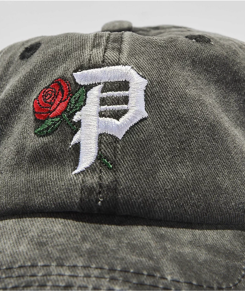 Primitive Rosey Overdyed Black Strapback Hat