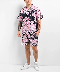 Primitive Sakura Black & Pink Elastic Waist Shorts