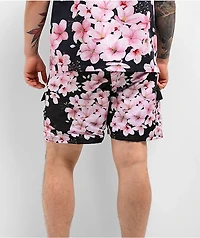 Primitive Sakura Black & Pink Elastic Waist Shorts