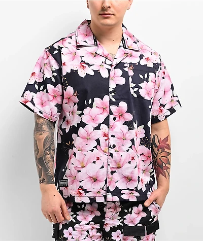 Primitive Sakura Black & Pink Short Sleeve Shirt