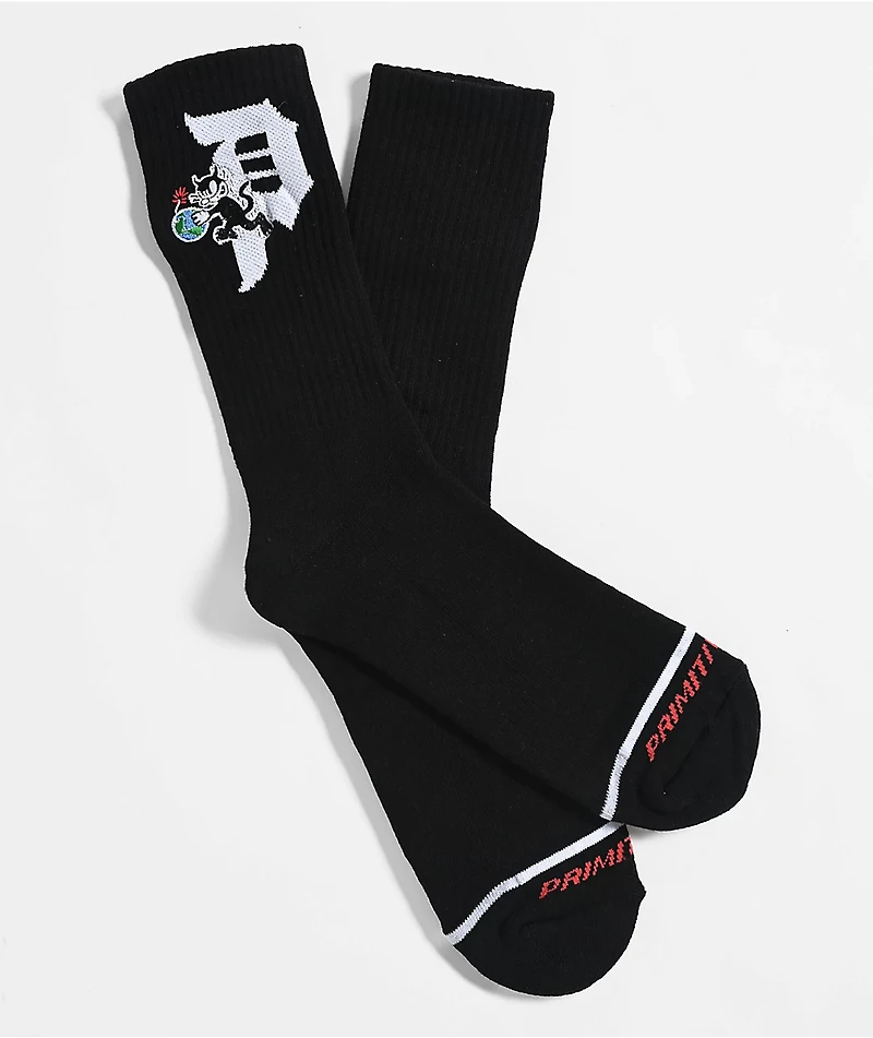 Primitive Savior Black Crew Socks