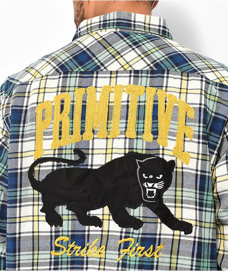 Primitive Strike Blue, Green & Yellow Flannel Shirt