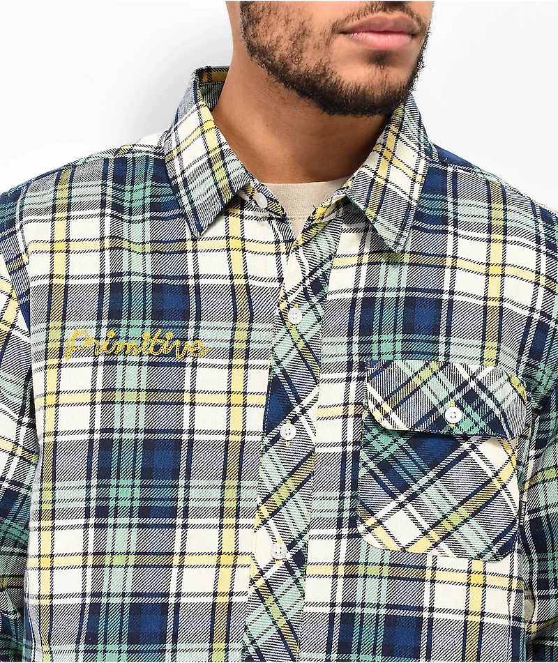 Primitive Strike Blue, Green & Yellow Flannel Shirt