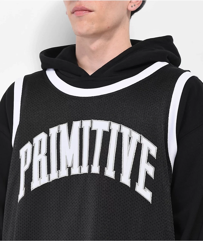 Primitive Twofer Black Hooded Basketball Jersey