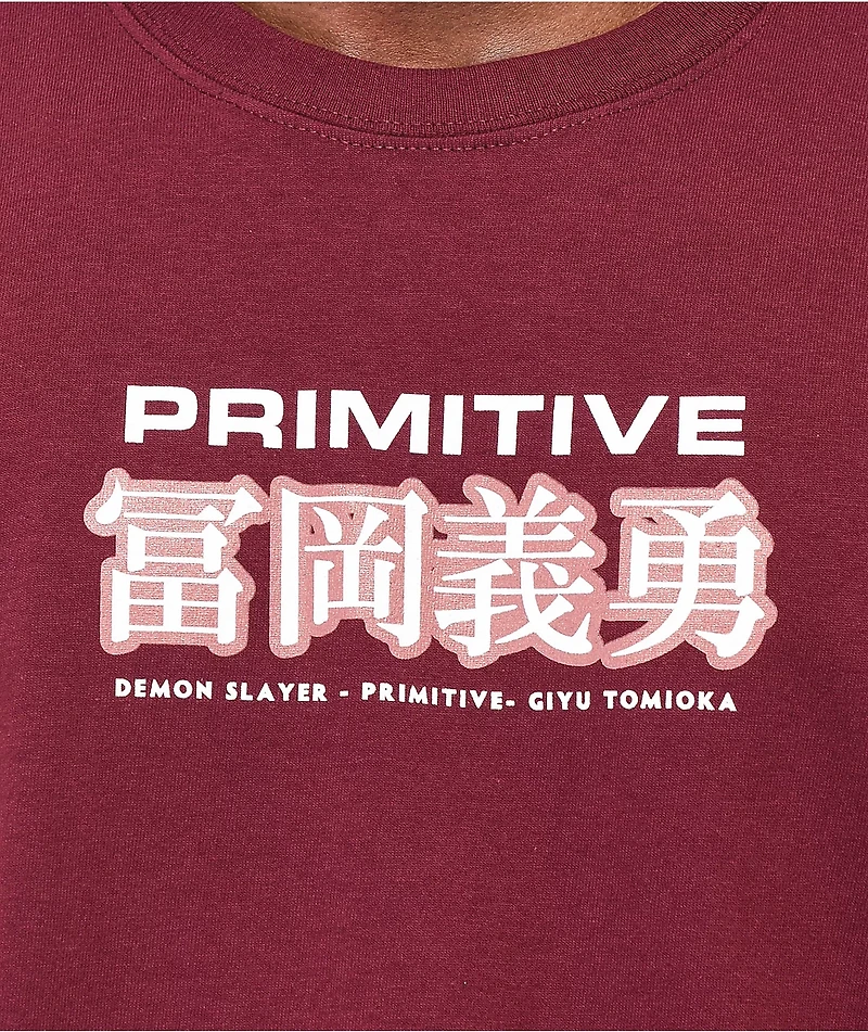 Primitive x Demon Slayer Giyu Tomioka Burgundy T-Shirt