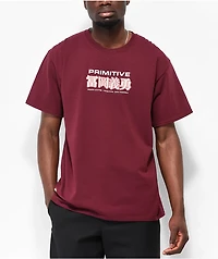 Primitive x Demon Slayer Giyu Tomioka Burgundy T-Shirt