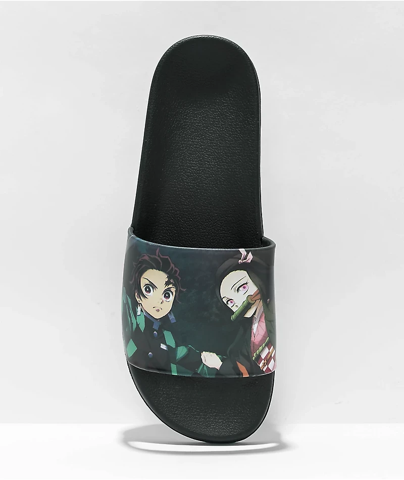 Primitive x Demon Slayer Tanjiro & Nezuko Black Slide Sandals