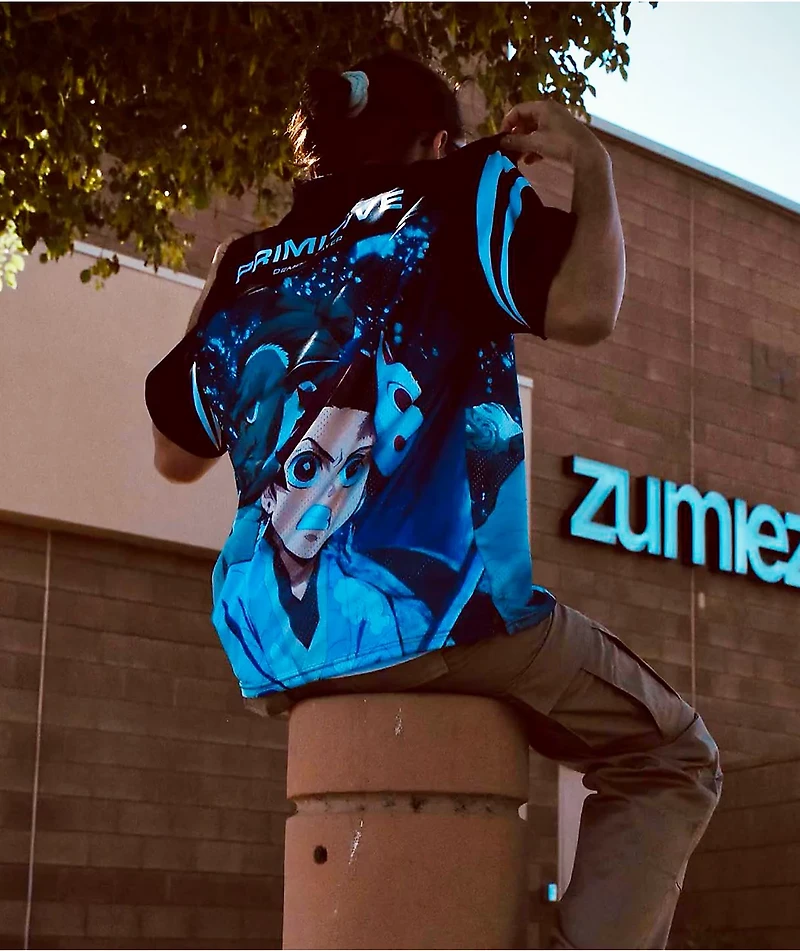 Primitive x Demon Slayer Tanjiro Blue Football Jersey
