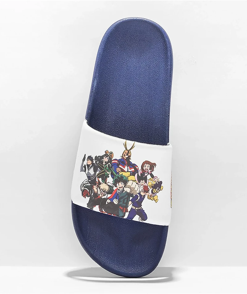 Primitive x My Hero Academia Blue Slide Sandals