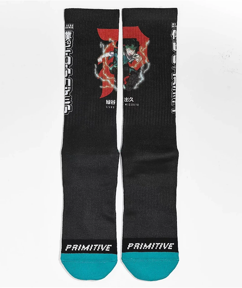 Primitive x My Hero Academia Izuku Midoriya Black Crew Socks