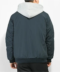 Primitive x My Hero Academia Shoto Todoroki Navy Blue & Grey Hooded Bomber Jacket