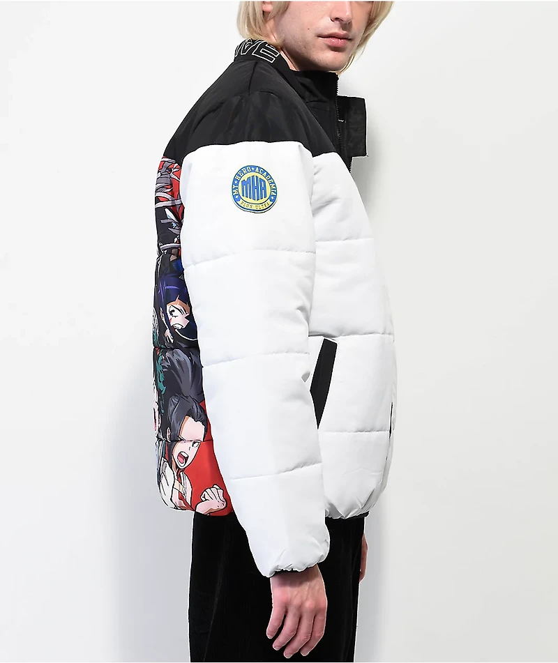 Primitive x My Hero Academia White & Black Puffer Jacket