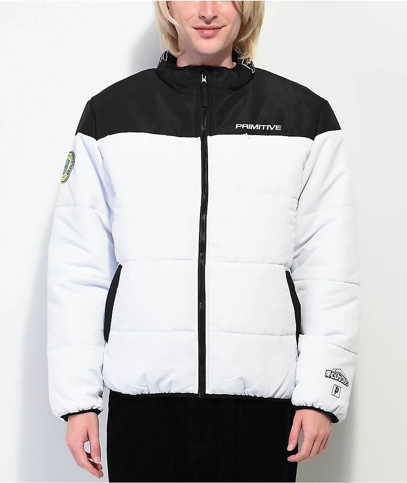 Primitive x My Hero Academia White & Black Puffer Jacket