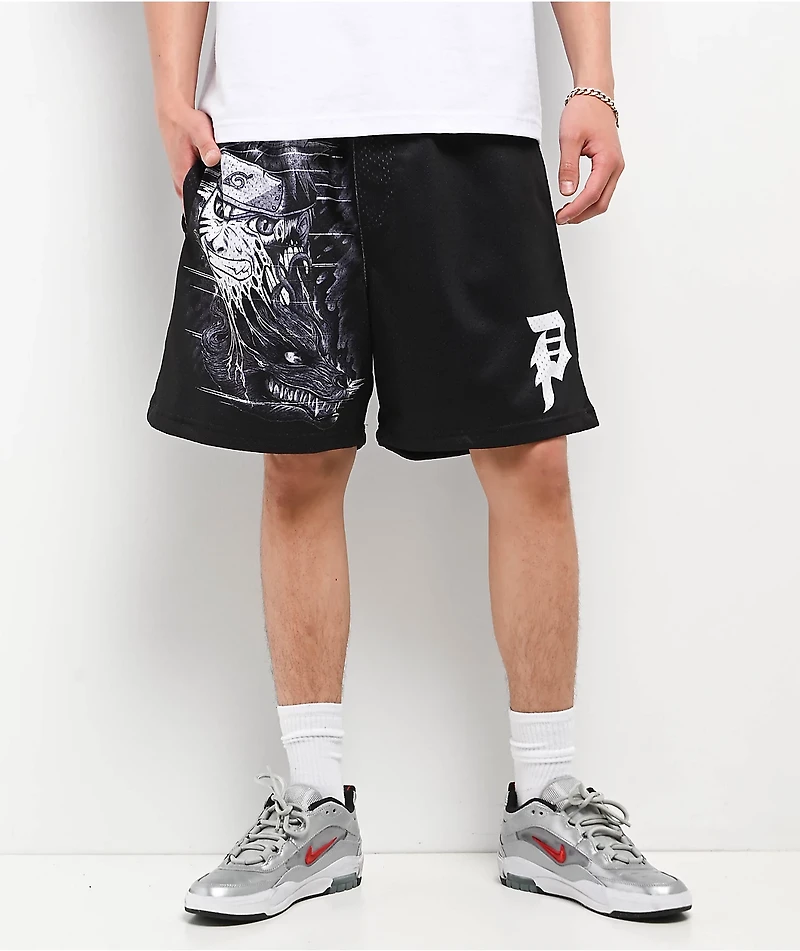 Primitive x Naruto Shippuden Beast Black Mesh Shorts