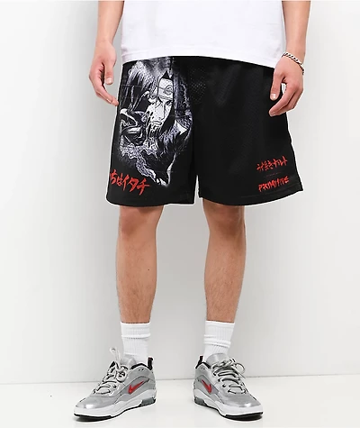 Primitive x Naruto Shippuden Clones Black Mesh Shorts