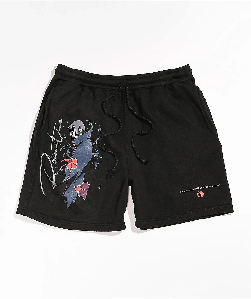 Primitive x Naruto Shippuden Crows Black Sweat Shorts