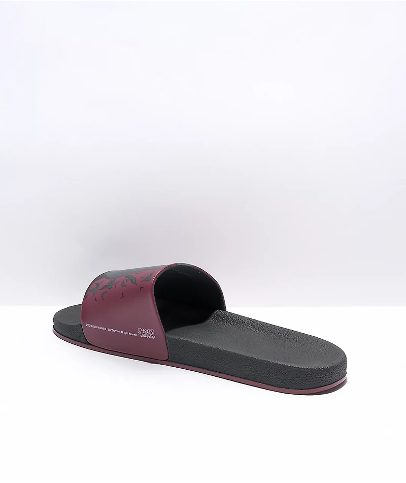 Primitive x Naruto Shippuden Crows Burgundy Slide Sandals