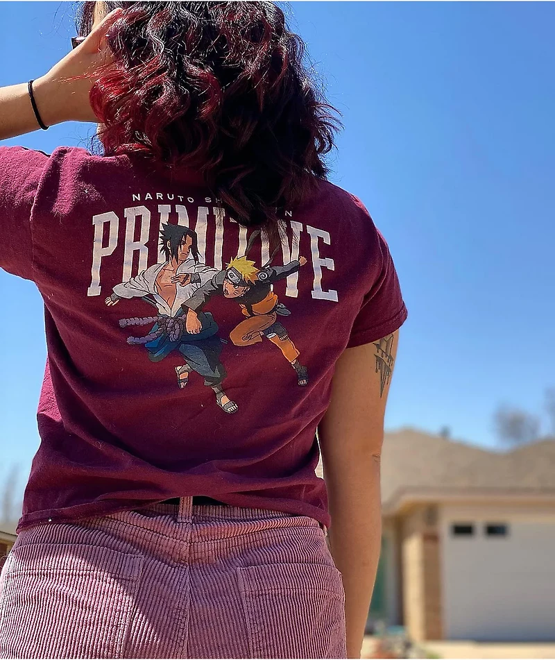 Primitive x Naruto Shippuden II Kids Versus Sasuke Burgundy T-Shirt