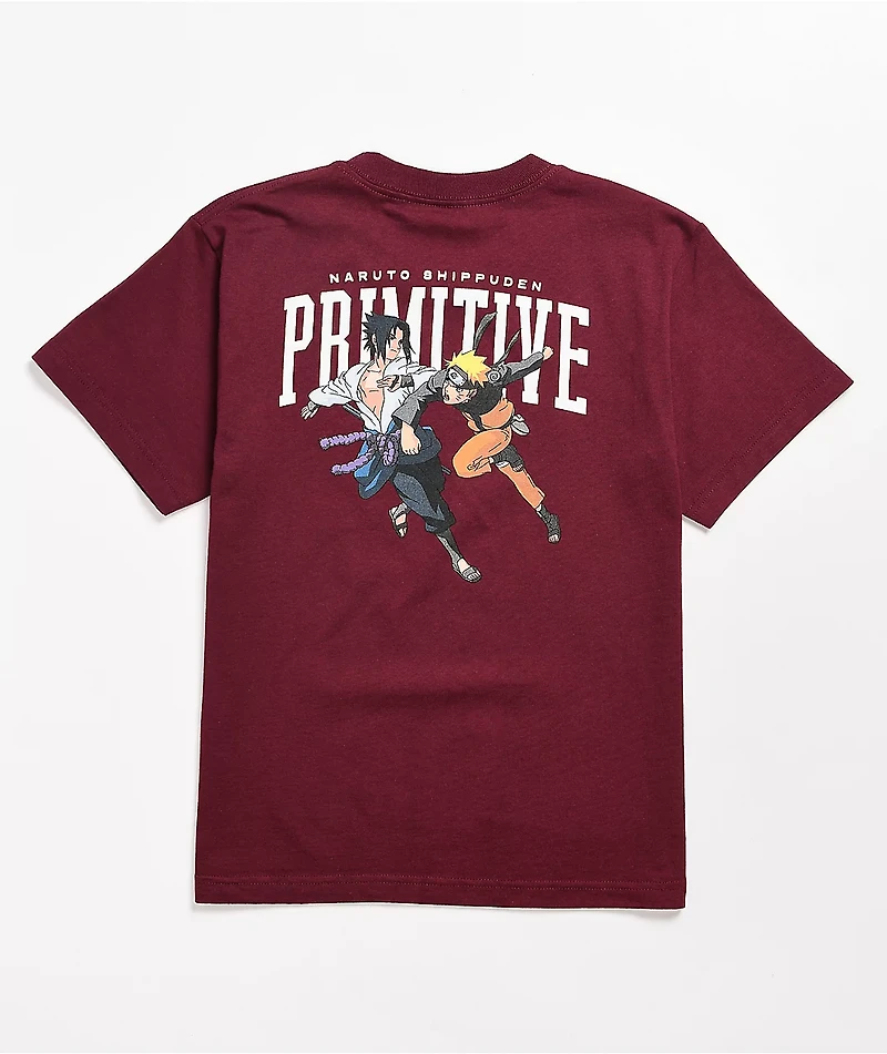Primitive x Naruto Shippuden II Kids Versus Sasuke Burgundy T-Shirt