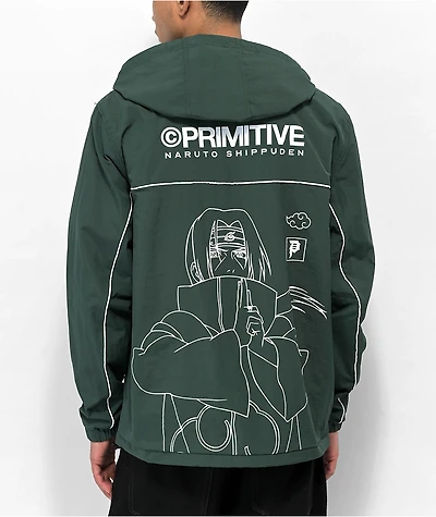 Primitive x Naruto Shippuden Itachi Green Windbreaker Jacket