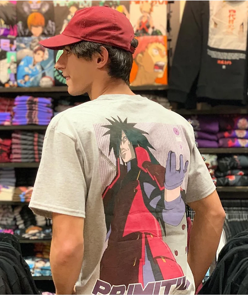Primitive x Naruto Shippuden Madara Uchiha Grey T-Shirt