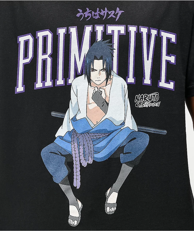 Primitive x Naruto Shippuden Sasuke Curse Mark Black T-Shirt
