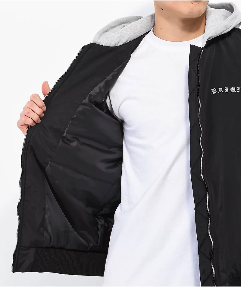 Primitive x Tupac 2fer Black & Grey Hooded Bomber Jacket