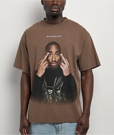 Primitive x Tupac Icon Brown Heavyweight T-Shirt