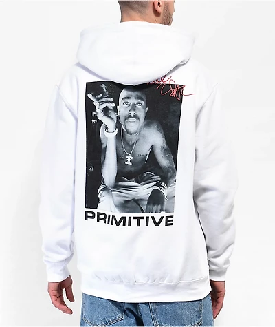 Primitive x Tupac Smoke White Hoodie