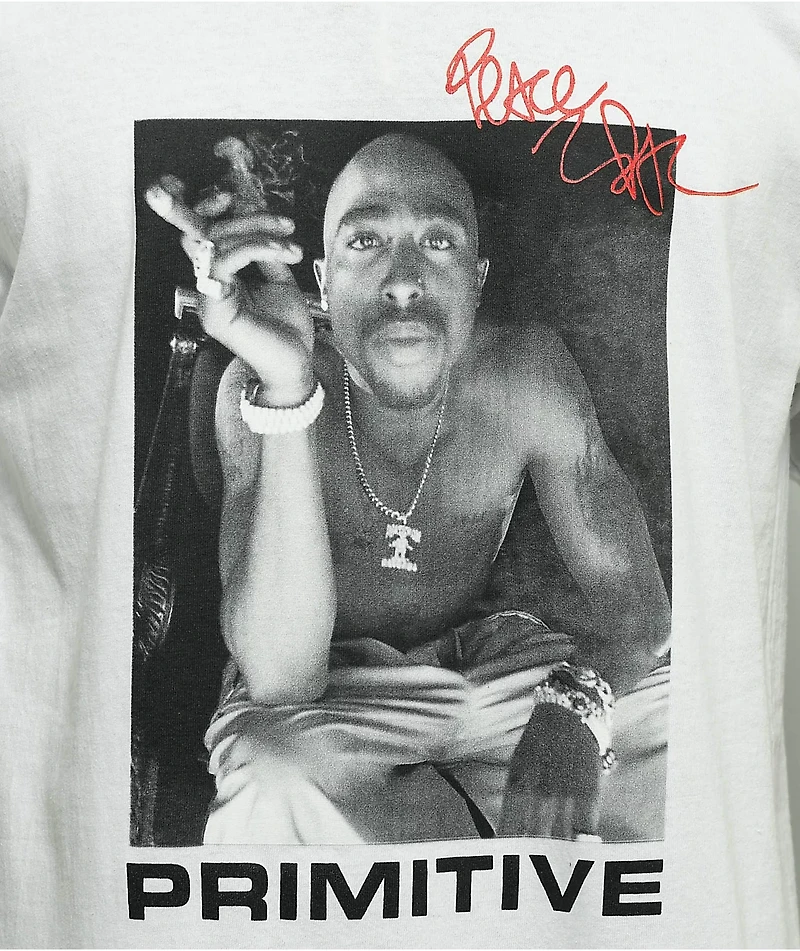 Primitive x Tupac Smoke White T-Shirt