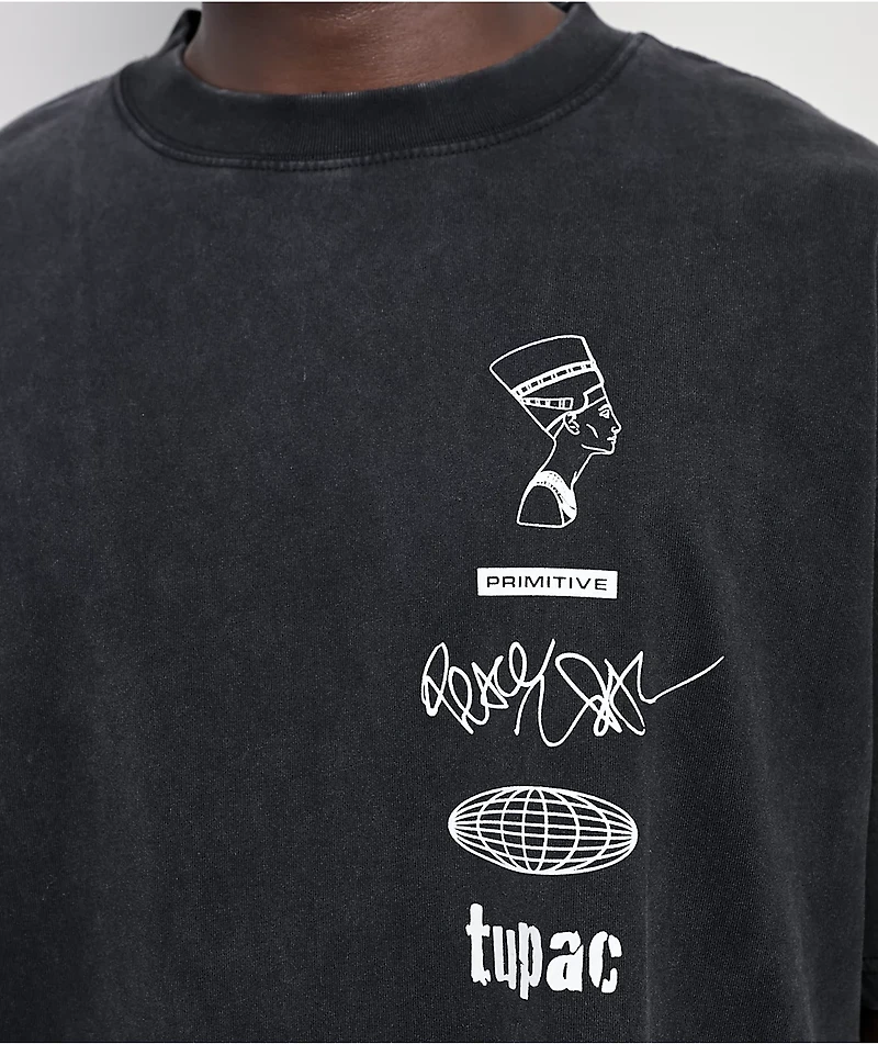 Primitive x Tupac Stay Up Black Wash Heavyweight T-Shirt