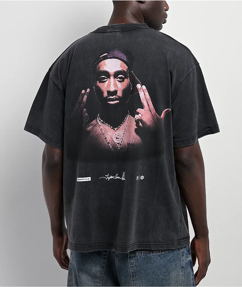 Primitive x Tupac Stay Up Black Wash Heavyweight T-Shirt