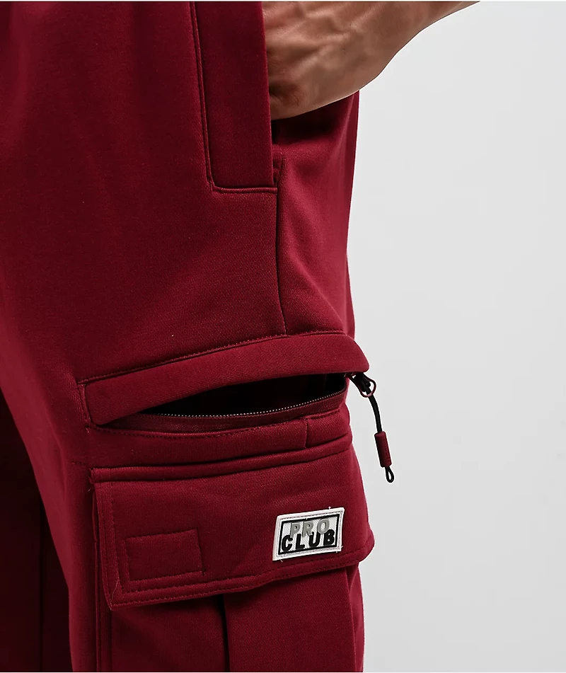 Pro Club Burgundy Cargo Sweatpants