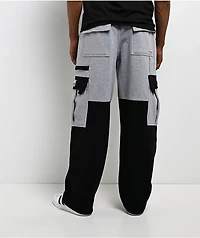 Pro Club Color Block Black & Grey Heavyweight Cargo Sweatpants