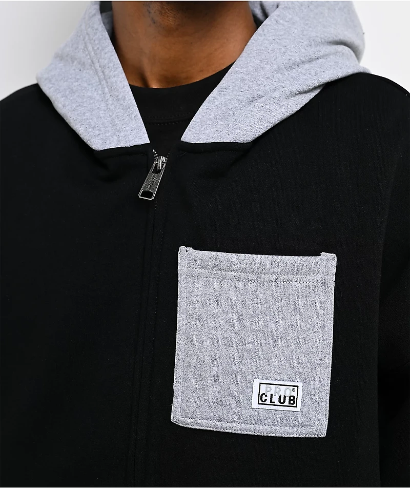 Pro Club Color Block Black & Grey Heavyweight Zip Hoodie