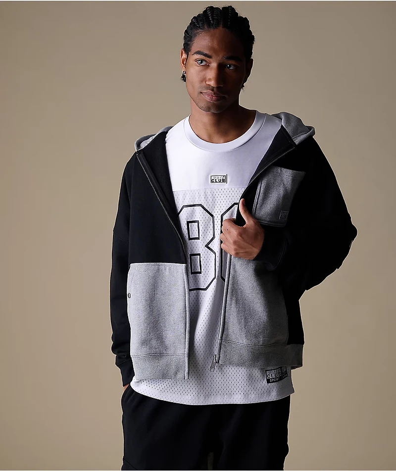Pro Club Color Block Black & Grey Heavyweight Zip Hoodie