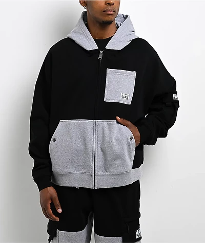 Pro Club Color Block Black & Grey Heavyweight Zip Hoodie
