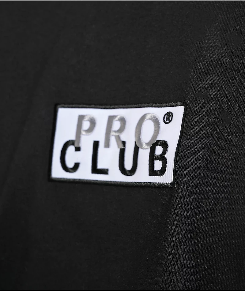 Pro Club Embroidered Box Logo Black Long Sleeve T-Shirt