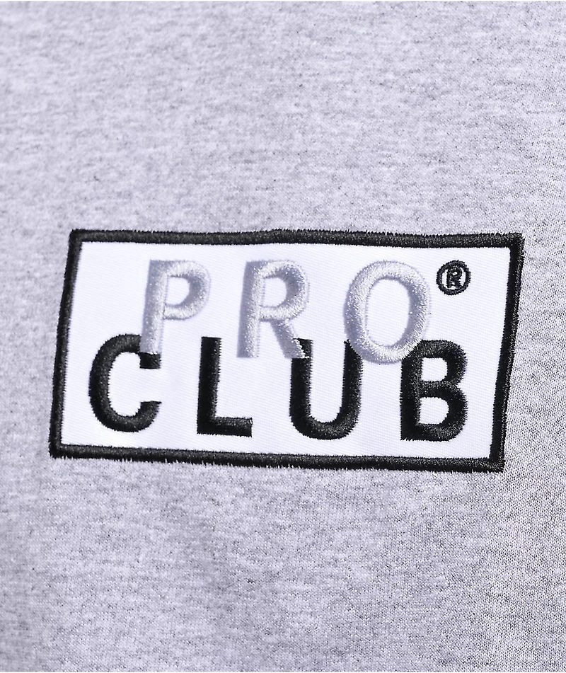 Pro Club Embroidered Box Logo Grey T-Shirt